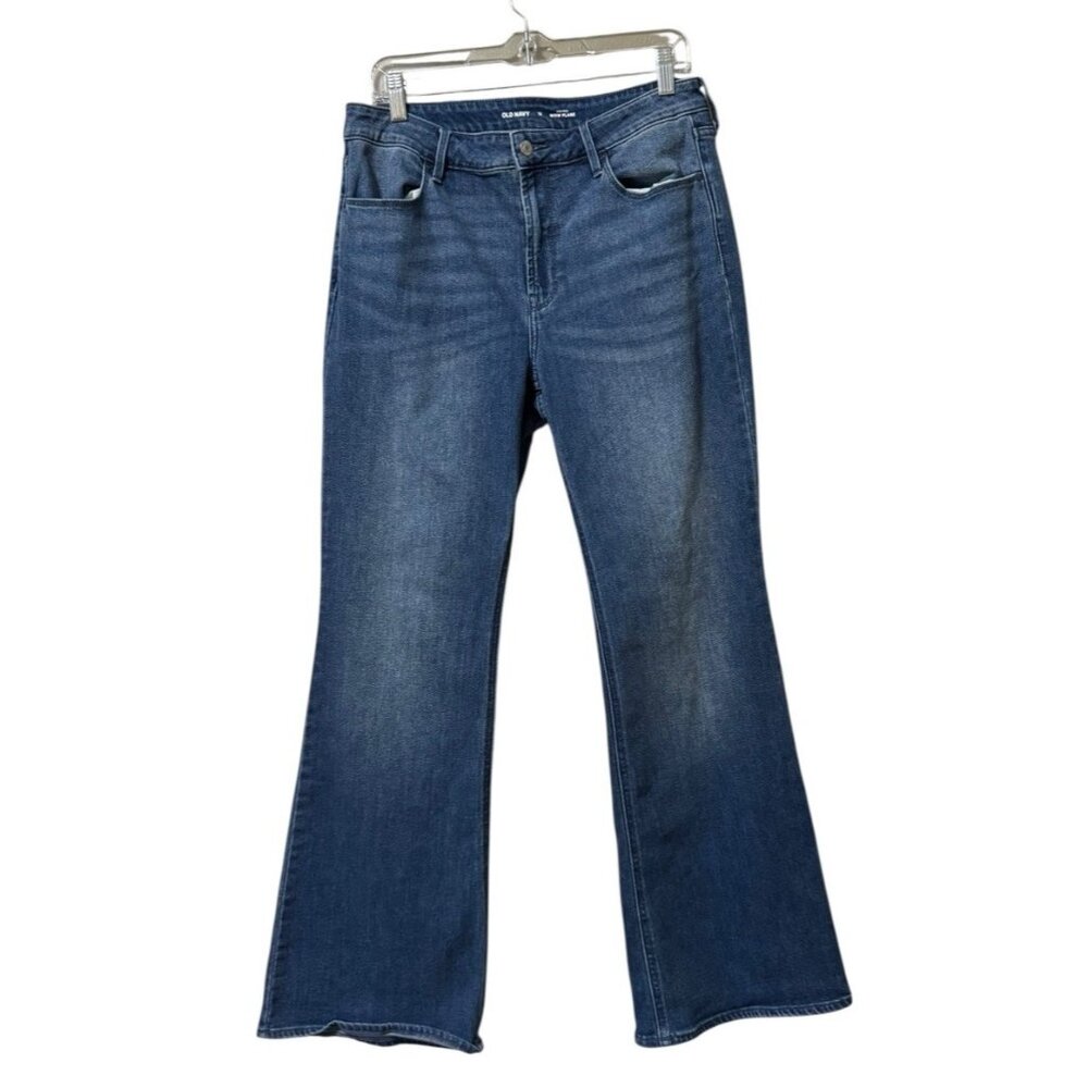 Old Navy Womens Size 12 High-Rise Wow Flare Blue Jeans Preppy Modern Casual